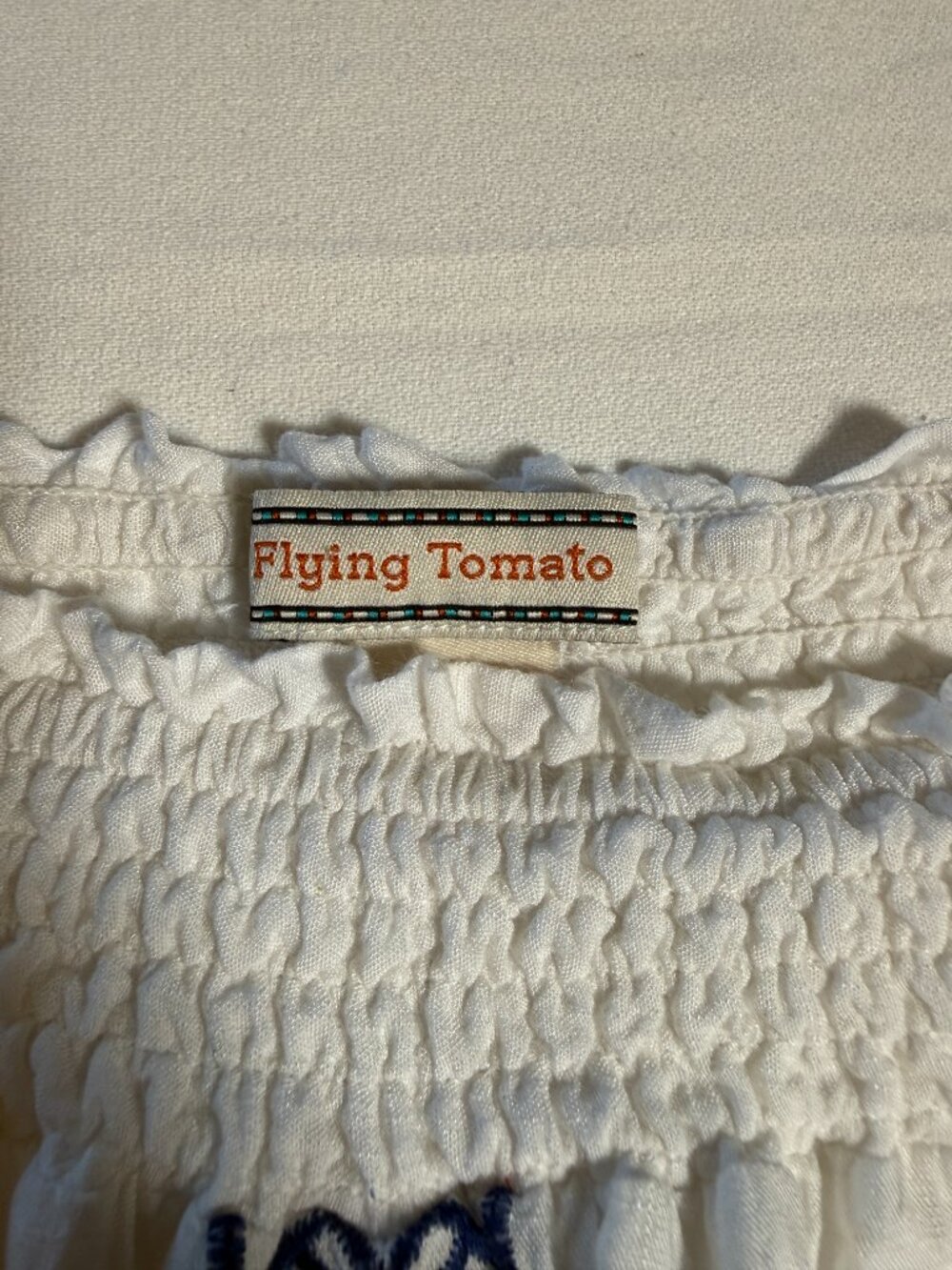 Flying Tomato Embroidered Peasant Top Size Juniors M Boho Mexican Short Sleeve - Picture 3 of 8